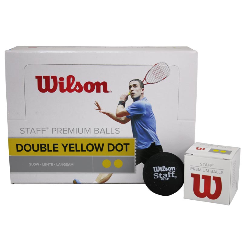 Wilson Staff Double Yellow Dot Squash Dozen Balls - Smash Nation