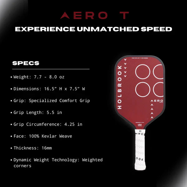 Holbrook Pro Aero Kevlar T 16mm Pickleball Paddle