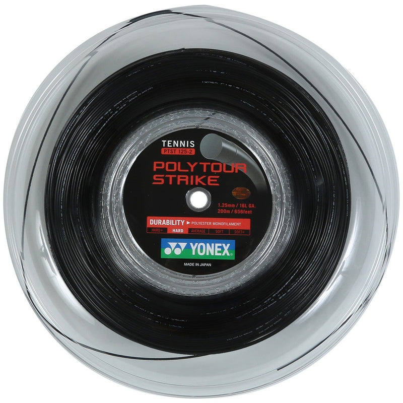 Yonex PolyTour Strike 1.25mm/16L Tennis String Reel (Black)