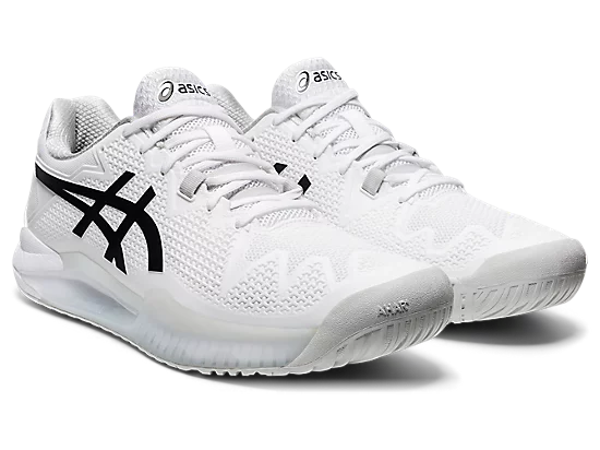 Asics Men's Gel-Resolution 8 Tennis Shoes (White/Black)