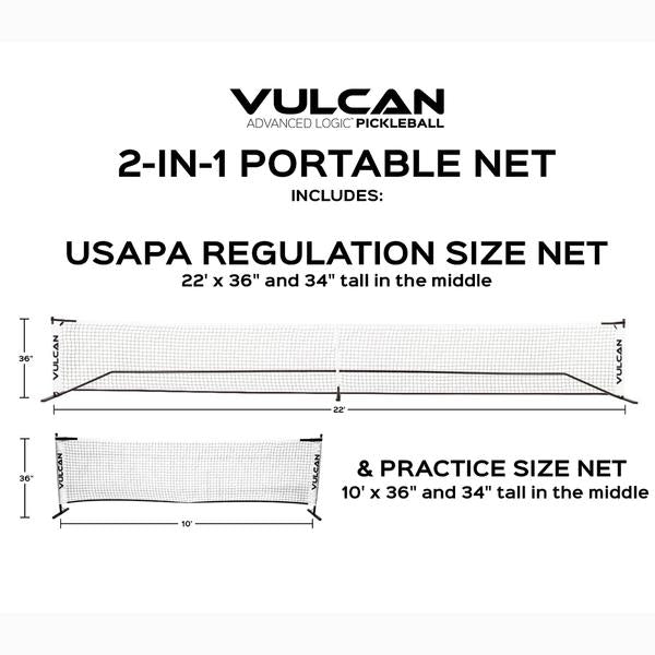 Vulcan Portable Pickelball 2-in-1 Net System