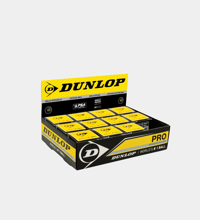 Dunlop Pro Double Yellow Dot Squash Balls 12 Pack - Smash Nation