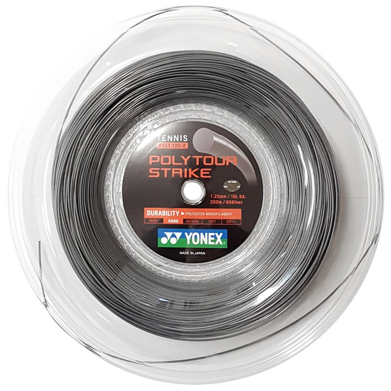 Yonex PolyTour Strike 1.25mm/16L Tennis String Reel (Black)