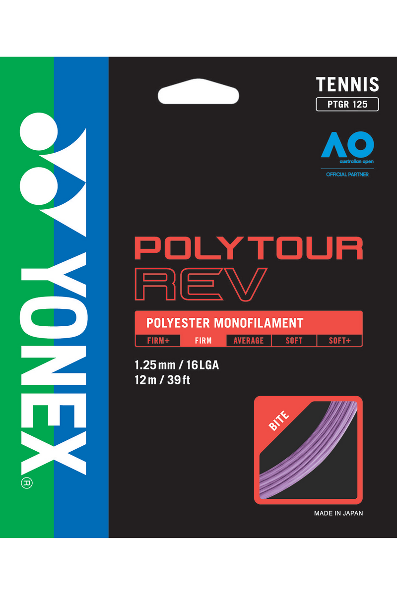 Yonex PolyTour REV 1.25mm/16L Tennis String (Purple)