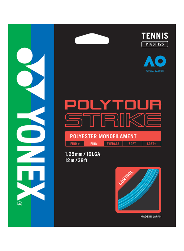 Yonex PolyTour Strike 1.25mm/16L Tennis String Reel (Black)