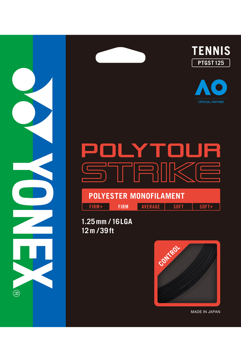 Yonex PolyTour Strike 1.25mm/16L Tennis String (Black)